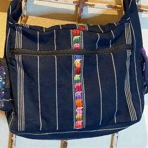 Guatemala embroidered striped satchel